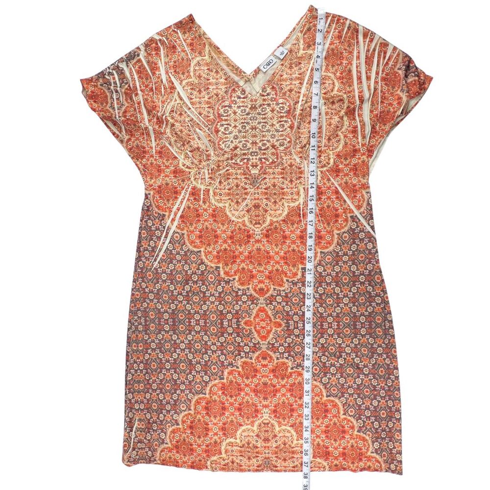 Cato Day Dress L Coral Cream Orange Floral Mandala Casual Festival Boho Dress - Picture 8 of 13